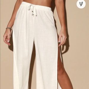 Beach Coverup Linen Leg Slit Pants, size S